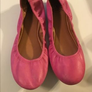 Lucky Brand Blue Jeans America Pink Leather Ballet Flats Size 8.5M